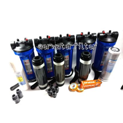 Jual Paket Filter Air 5 Housing 10" Biru untuk Air Besi dan Bau