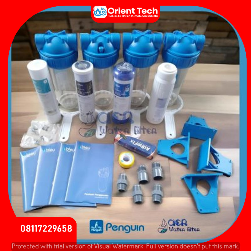 Jual Paket Filter Air Penguin BLEU 10 Inch - PP+CTO+GAC+RESIN