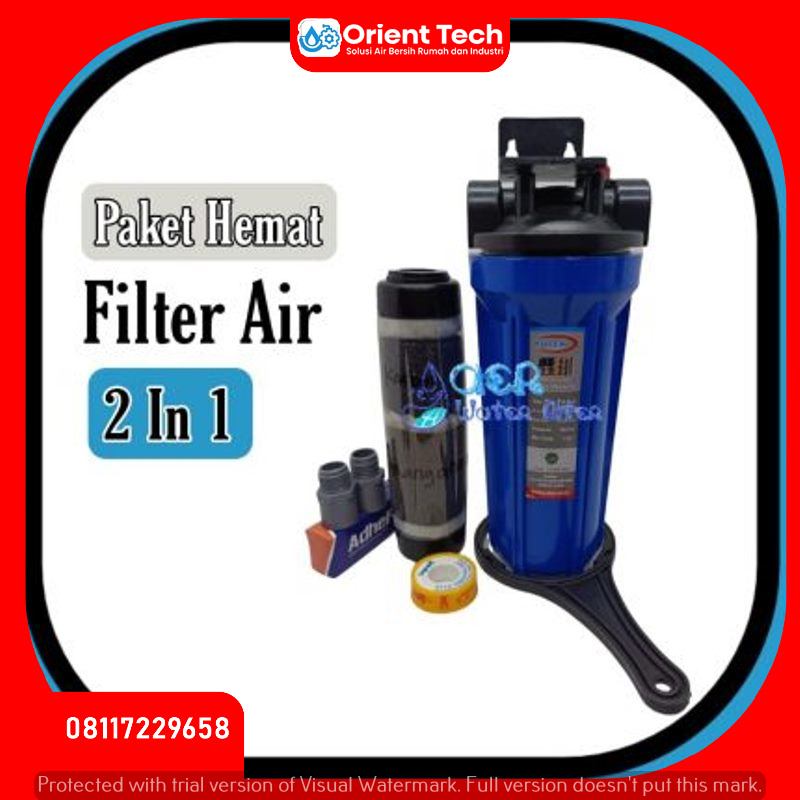 Jual Paket Hemat Filter Air 2 in 1 - Housing Biru